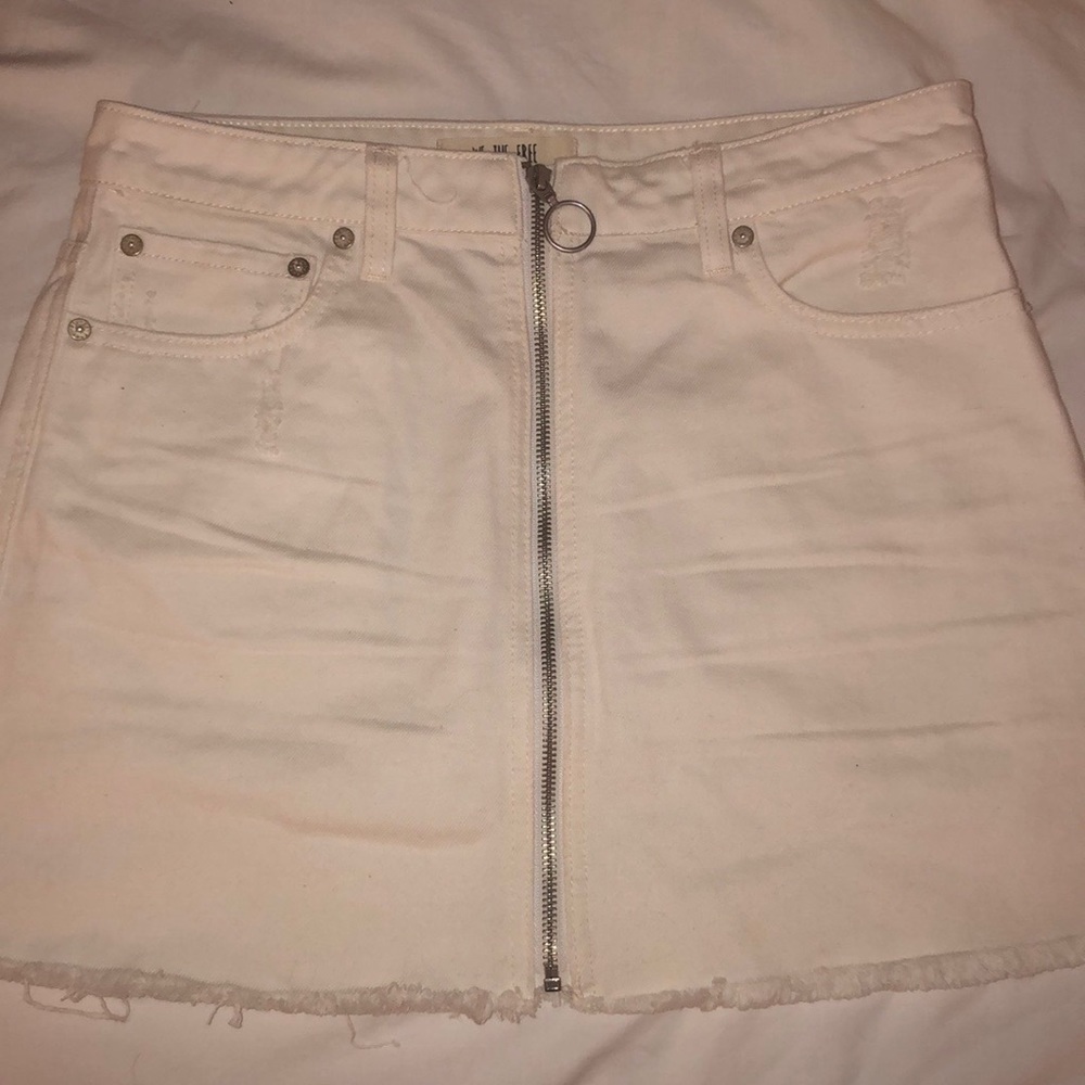 Free People Zip It Up Denim Mini Skirt.